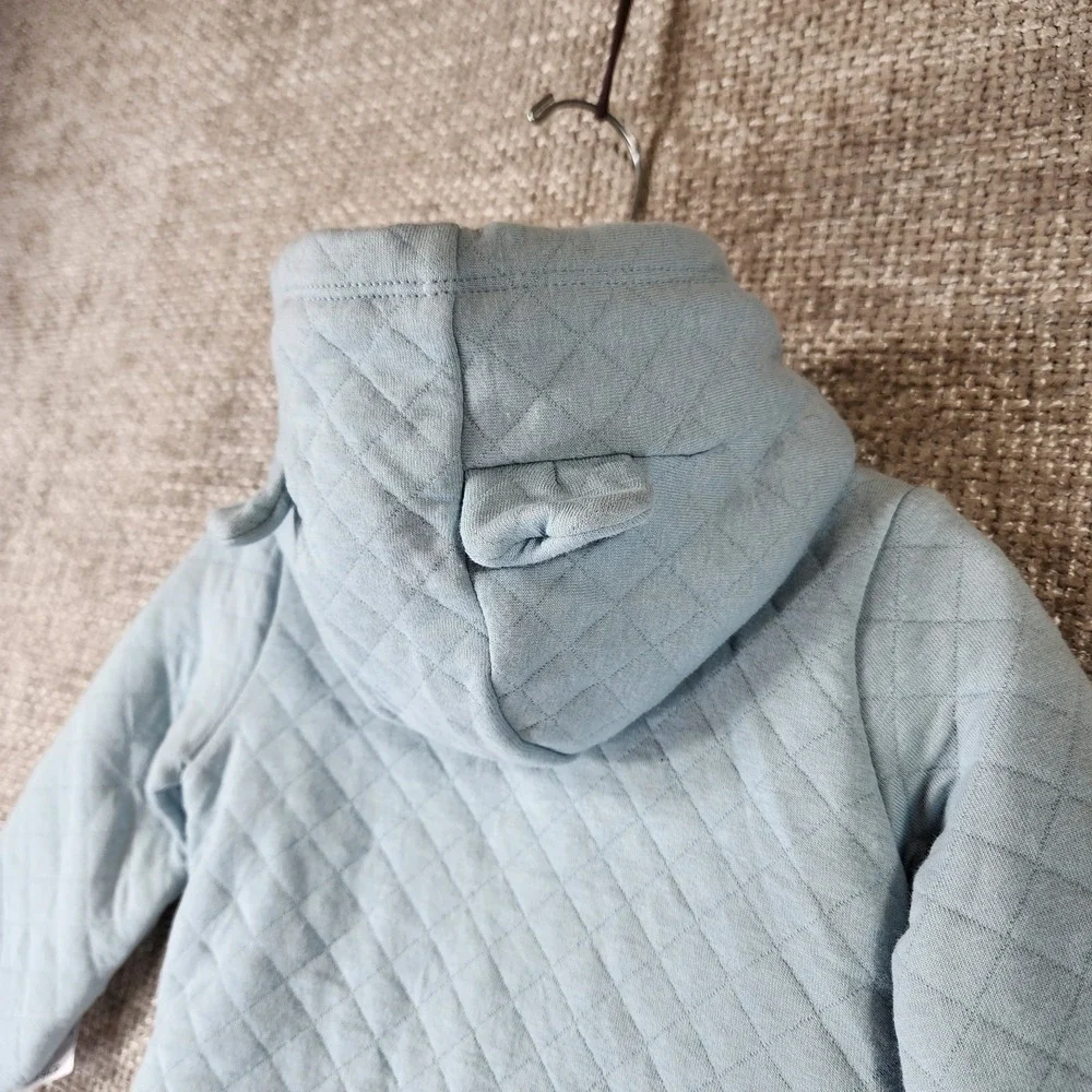 Carters Soft Blue Quilted Snowsuit Winter Outerwear Size 6 Months Hooded NWT